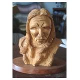7' TALL WOOD HAND CARVED INDIAN