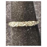 VTG 14K RING WITH 3 DIAMONDS SZ 4.75, .003 KG