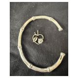 .999 STERLING BANGLE AND SMALL CHARM .925,
