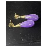 14K GOLD WITH LAVENDAR JADE EARRINGS