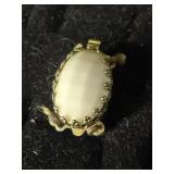 VINTAGE MILK GLASS CABOCHONE WITH A SCALLOPED