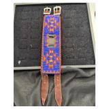 HAND-BEADED WATCH BAND WITH LEATHER BACKING AND