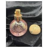 VINTAGE PINK CRACKLE GLASS ATOMIZER PERFUME