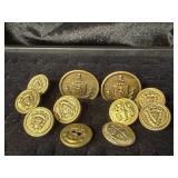 GOLD-TONED METAL SHANK BUTTONS WITH DESIGNS