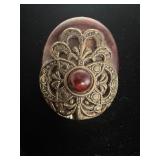 VINTAGE CABACHON JEWELRY PIECE FEATURING A LARGE