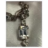 VINTAGE CLEAR RHINESTONE DANGLE SCREW-BACK