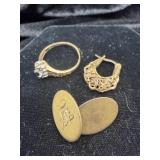 VINTAGE OVAL GOLD CUFFLINKS, A SINGLE GOLD
