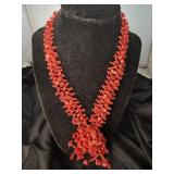 RED CORAL CHIP NECKLACE WITH EMATITE BEADS SET I