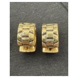 VINTAGE BASKET-WEAVE EARRINGS, PANTHERE STYLE,