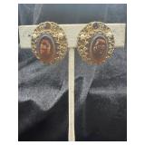 VINTAGE WEST GERMANY AMBER FAUX TIGER'S EYE LADY