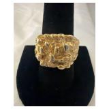 MEN'S GOLD-TONE NUGGET RING, SZ 10