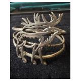 SILVER-TONE ELK TRIPLE BAND BRACELET-VERY NICE!