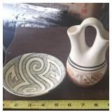 NATIVE AMERICAN WEDDING VASE & DISH