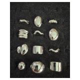FASHION RINGS, SET OF 12, SILVER-TONE