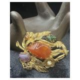 VINTAGE MULTI-GEMSTONE FLORAL SPRAY BROOCH, VERY