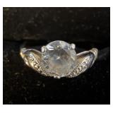 STAMPED 925 RING SET WITH FAUX DIAMONSD SZ 8