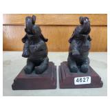 Pair of Detailed Elephant Book Ends