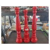 3 Red Candle Holders