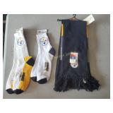 2 Pairs Steelers Socks and Scarfs