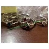 five rings, multicolored stones sizes 5-9