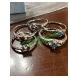 five miscellaneous colored stone ring size is 5-9