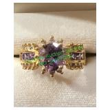 size 11, gold, colored, and purple stones ring