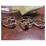 5 multi colored rings sizes 5-9