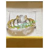 clear, oval stone ring, size 6 1/2