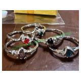 size 5-9  multi colored stone rings set of 5