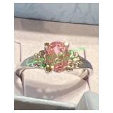 oval, pink stone ring, size 7