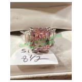 Pink and clear stone size 8 1/2 costume jewelry