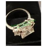 Square and rectangle clear stone ring size 9 1/2