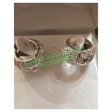 small, clear, stone sparkly pierced earring, hoops
