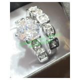 wedding set, clear stone ring, size 7