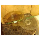 2 cake plates & cloth and napkins sets