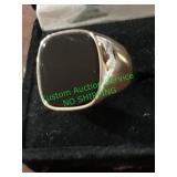 size 9 1/2, silver, colored, black stone ring