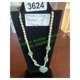genuine pearls and stone necklace