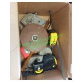 Box of tape measures & chalk lines