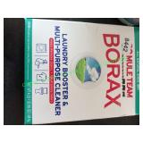 1 box Borax & 2 bottles of Clorox bleach 1 box Borax & 2 bottles of Clorox bleach