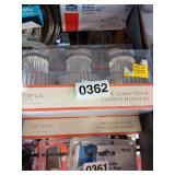 3PK OF 3 GLASS TAPER CANDLE HOLDERS