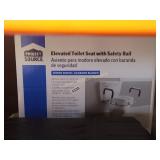 ELEVATED TOILET SEAT WITH RAIL