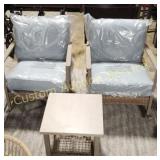 3PC METAL & WICKER PATIO ROCKER CONVERSATION SET