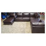 4PC BROWN LEATHER SECTIONAL