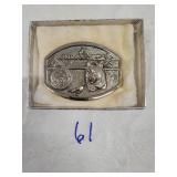 Polished pewter Alaska state buckle