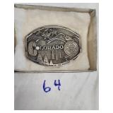 Polished pewter Colorado state buckle