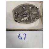 Polished pewter Florida state buckle