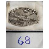 Polished pewter Georgia state buckle
