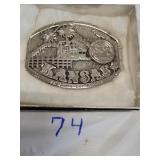 Polished pewter Kansas state buckle