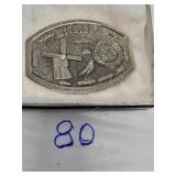 Polished pewter Michigan state buckle