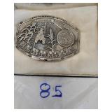 Polished pewter Nebraska state buckle